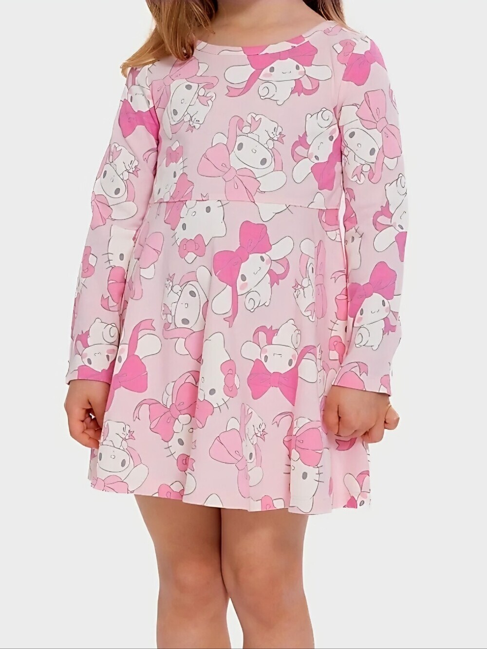 New Sanrio Hello Kitty and Cinnamoroll Toddler Girls Print long sleeve Dress, 2t